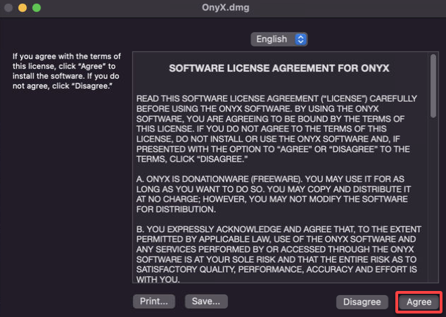 Accepting the software license agreement