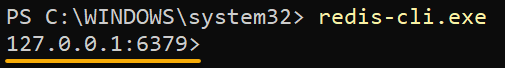 Launching the Redis CLI (installed via the installer package)