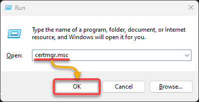 Opening the Windows Certificate Manager