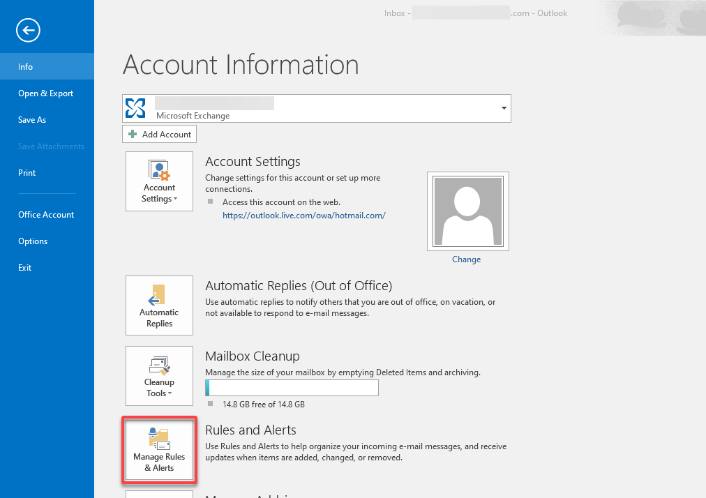 Accessing all rules and alerts for Outlook emails