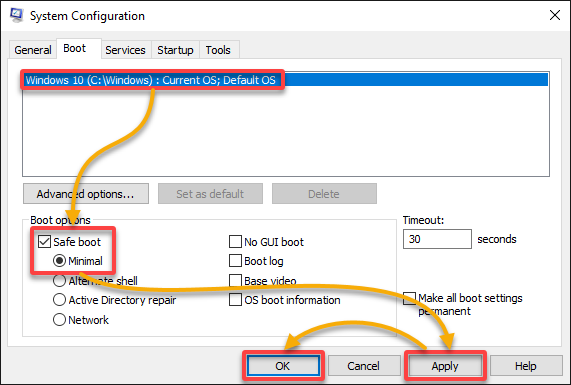 Configuring the system boot options