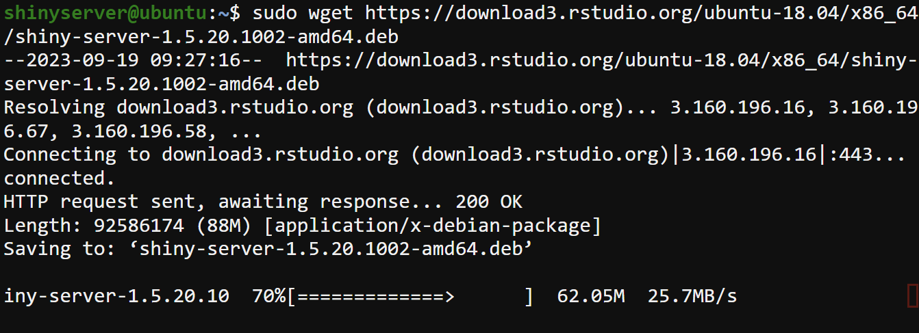 Downloading the latest shiny-server deb package