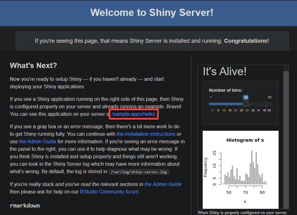 Accessing a sample Shiny application