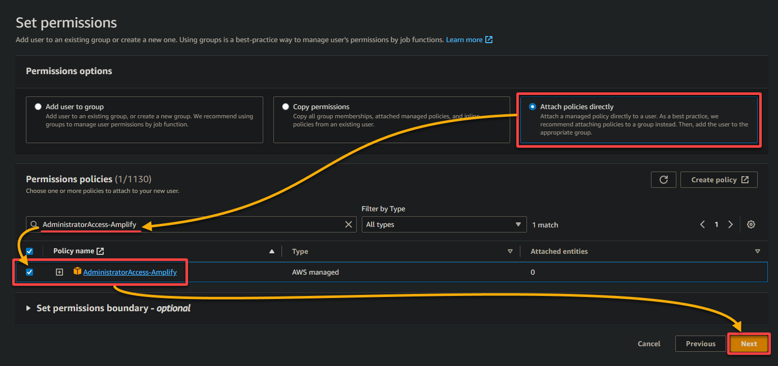 Setting permissions options and policies