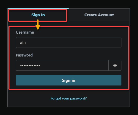 Signing in to the app via the newly-created user