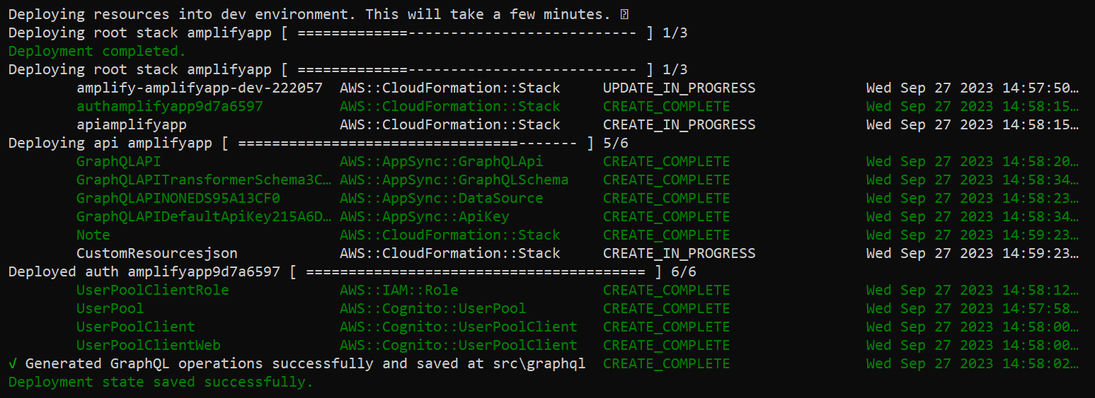 Viewing the application deployment progress