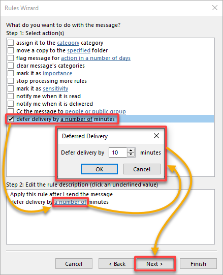 Setting the defer message rule