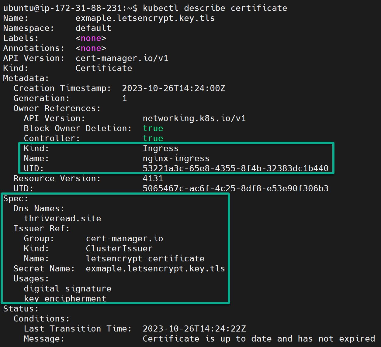 Checking whether Let’s Encrypt works within Ingress 