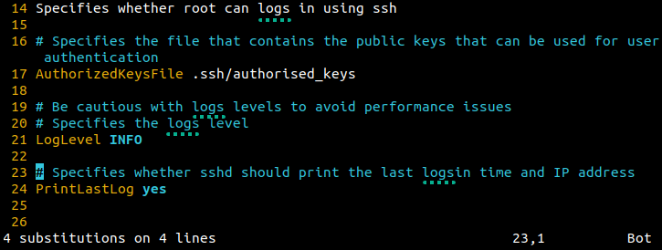 Replacing all occurrences of the term “log” with “logs” within a specified rage