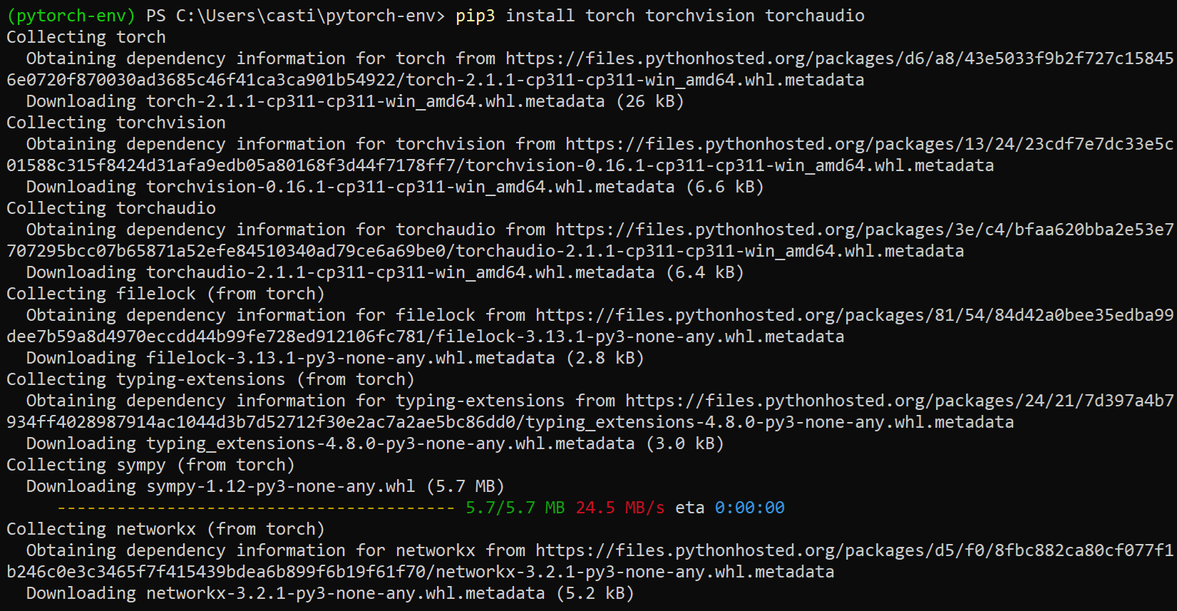 Installing PyTorch via Pip