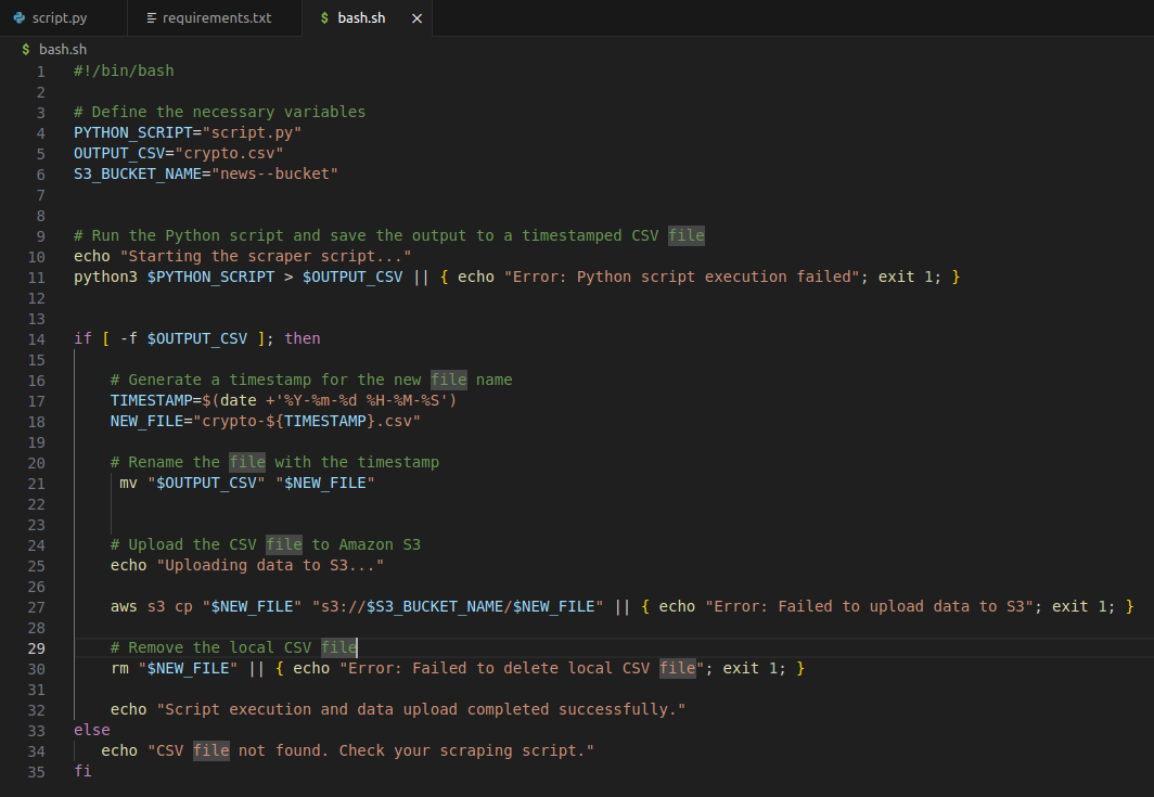 Illustrating the complete Bash script