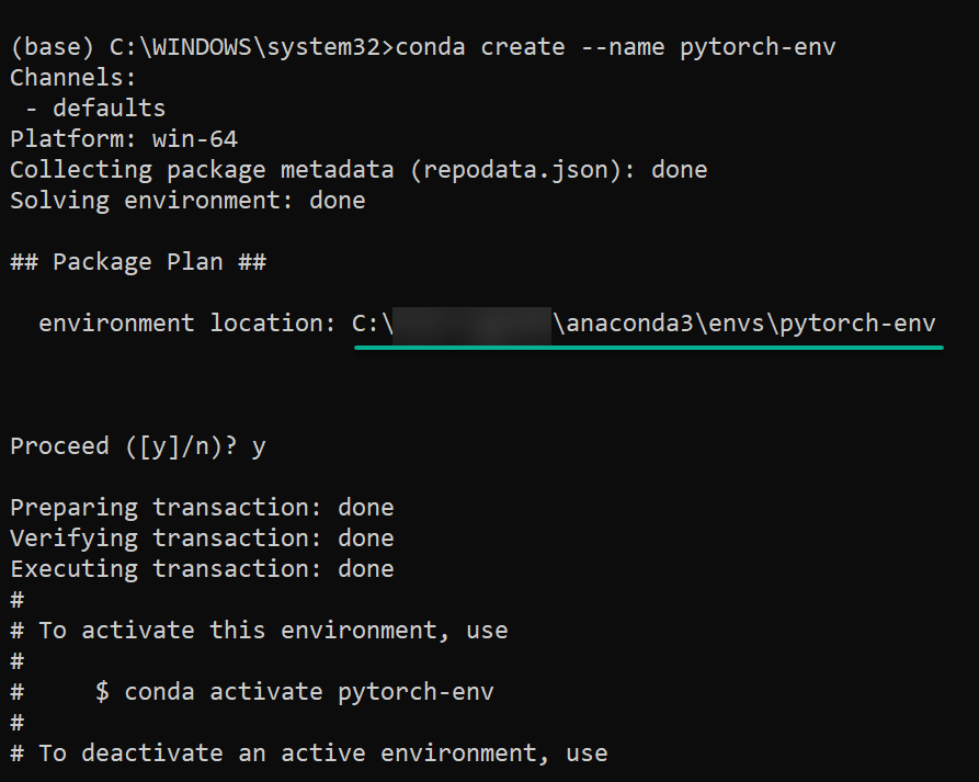 Creating a virtual environment via Anaconda Prompt