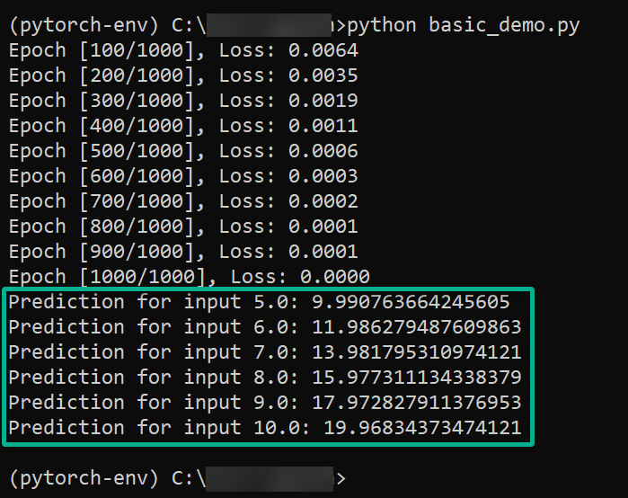 Testing the neural network