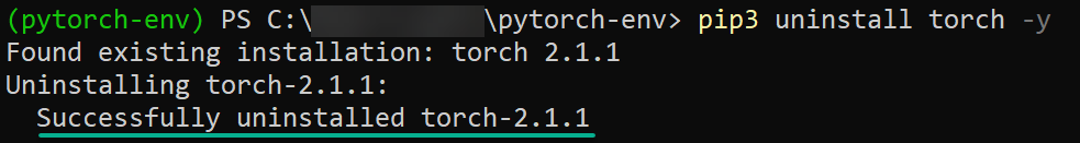 Uninstalling PyTorch via pip