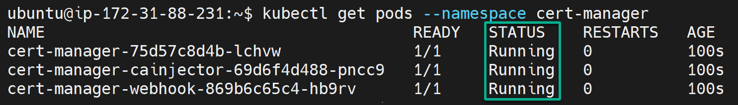 Verifying the cert-manager pods