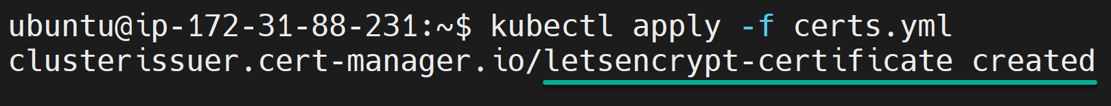 Deploying a ClusterIssuer resource to the k2s cluster