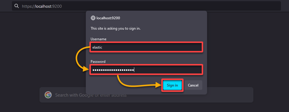 Signing in to Elasticsearch 