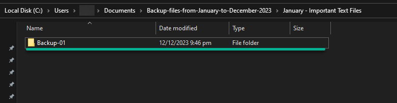 Copying or moving the renamed folder to a different location