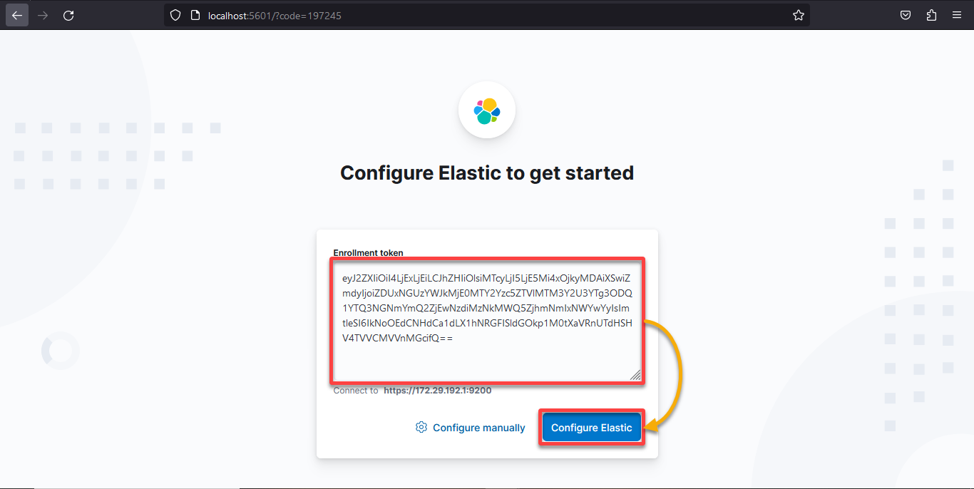 Providing the Kibana enrollment token 