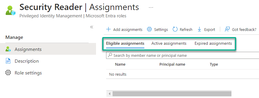 Viewing the Security Reader assignments