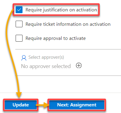 Choosing additional requirements for role activation