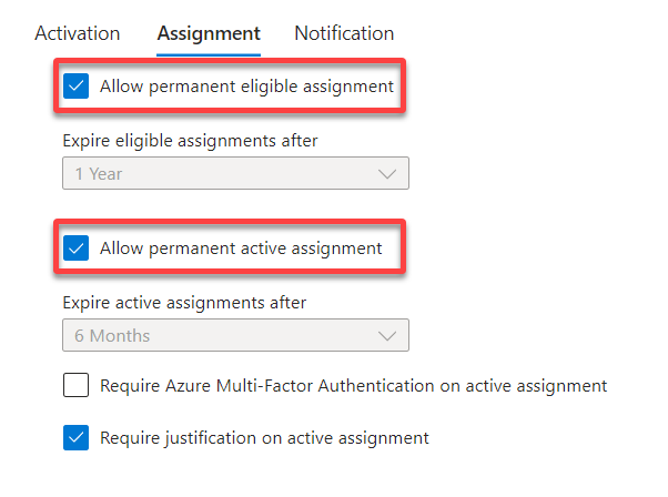 Allowing permanent eligible or active assignment