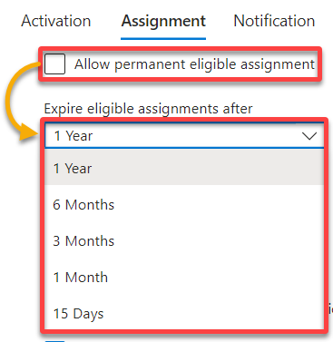 Choosing to expire eligible or active assignments