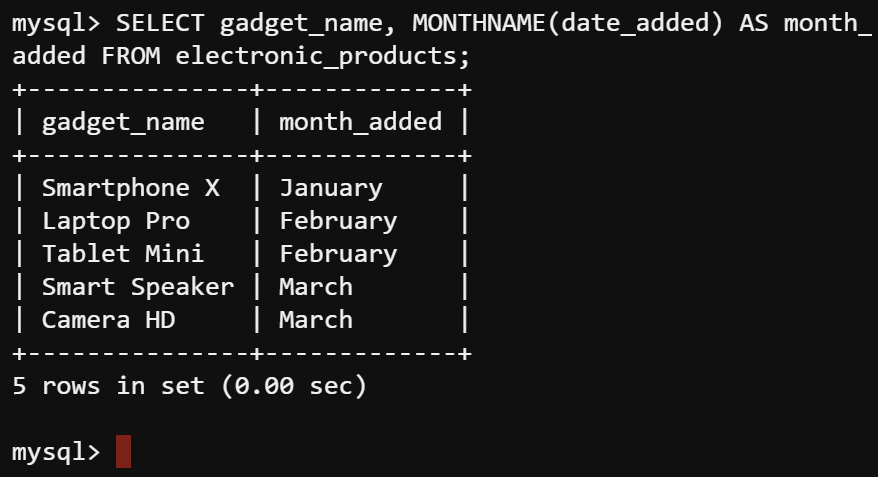 Retrieve data based on the month it was added