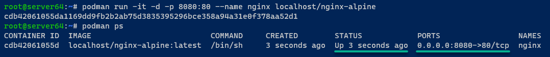 Running a container (nginx) with OCI image