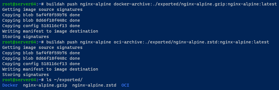 Exporting an OCI image as an archive with Docker and OCI format