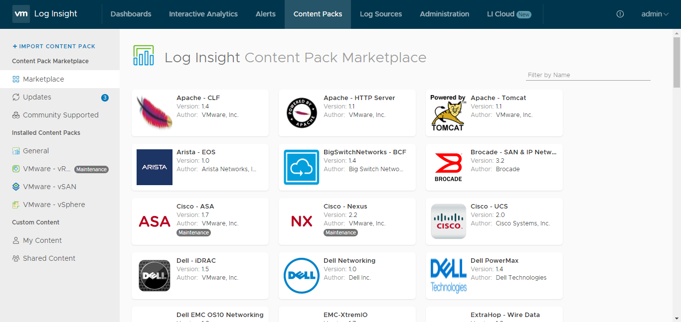 Accessing the Content Pack Marketplace