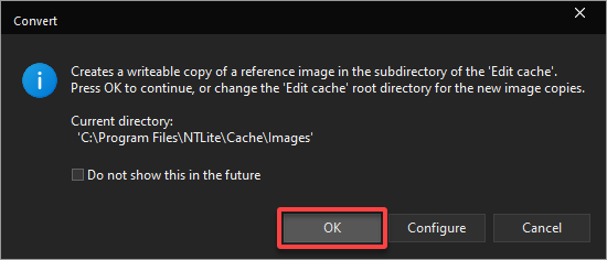 Confirming reference image cache directory