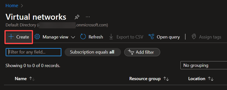 Initiating creating a virtual network