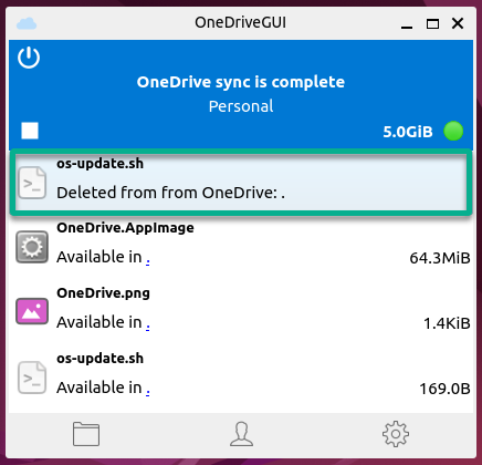 Deleting a file from the local OneDrive directory