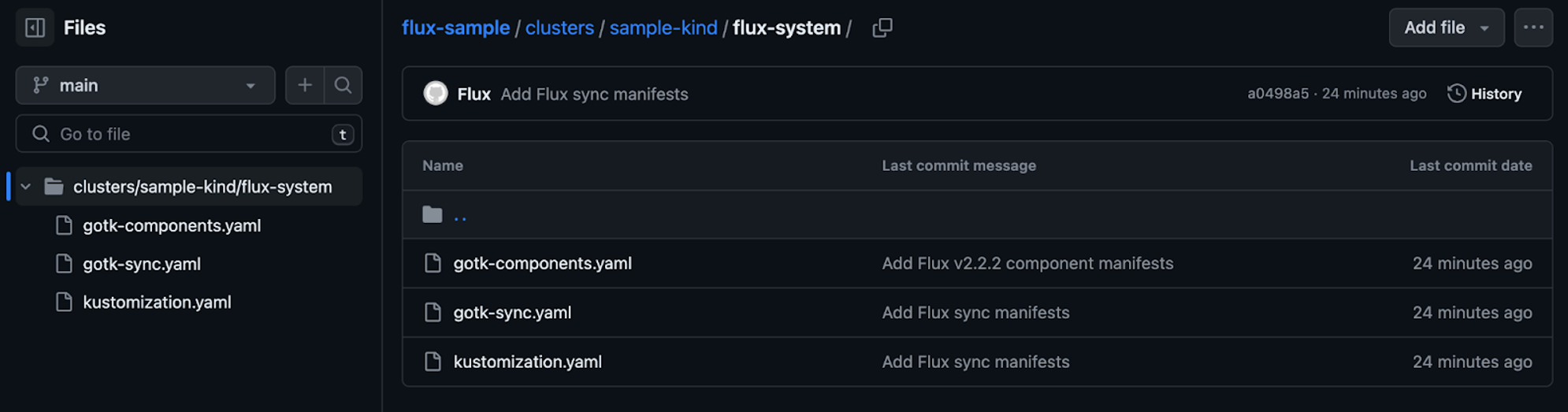 Verifying the configuration files in the GitHub repository