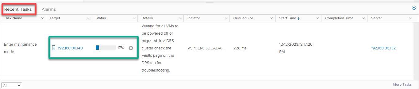 Monitoring the maintenance mode progress