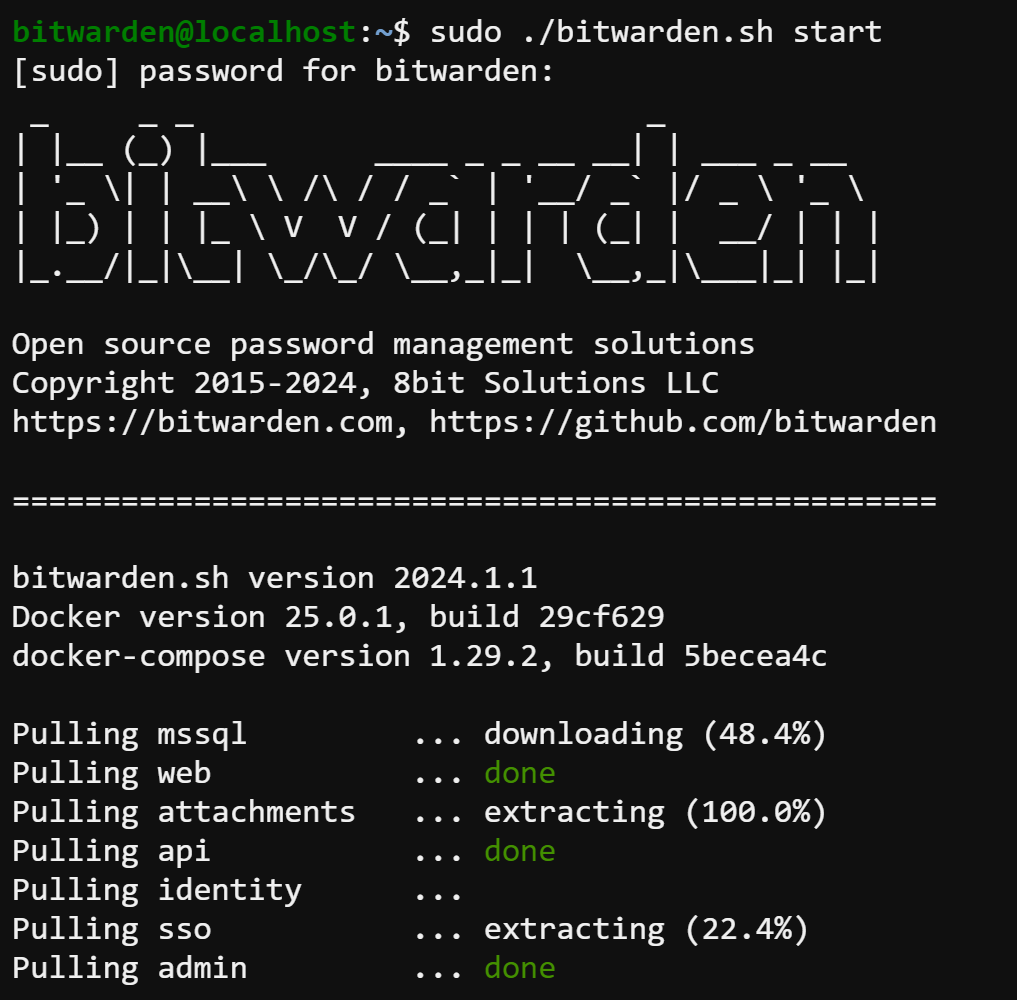Initiating the Bitwarden server
