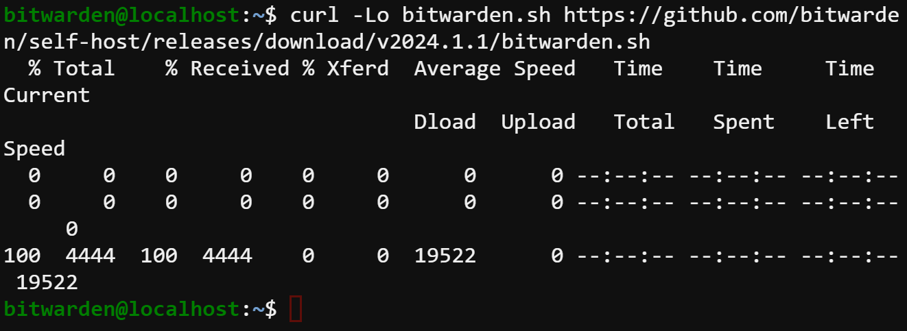 Downloading the bitwarden.sh shell script 