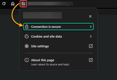 Confirming the connection is encrypted and secure