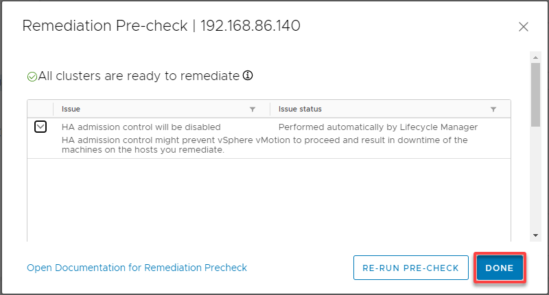 Reviewing and applying recommendations from the baseline’s pre-check analysis