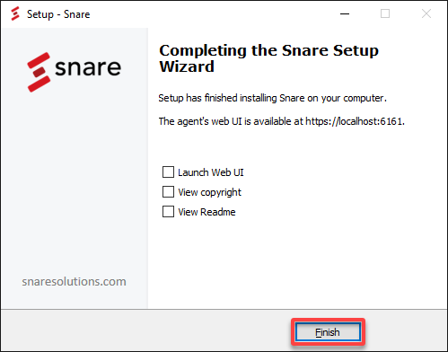Completing the Snare Syslog Agent setup