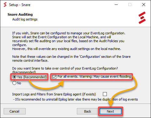 Enabling Snare Auditing