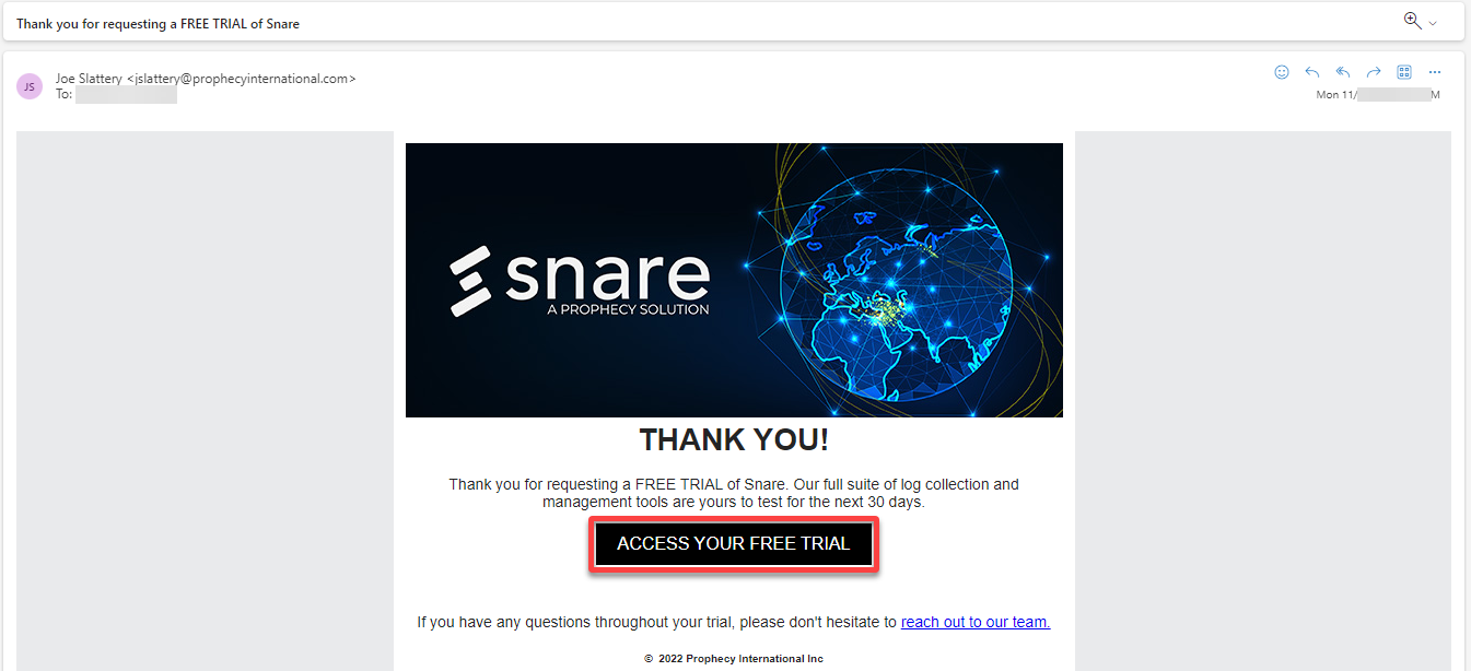 Accessing the Snare Syslog Agent download page