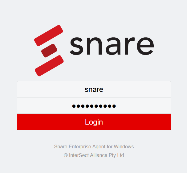 Logging in to the Snare Agent web UI