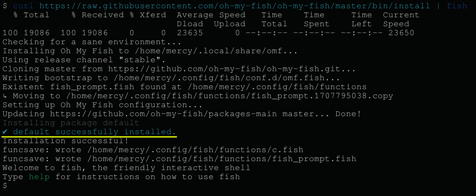 Installing the Oh My Fish package manager