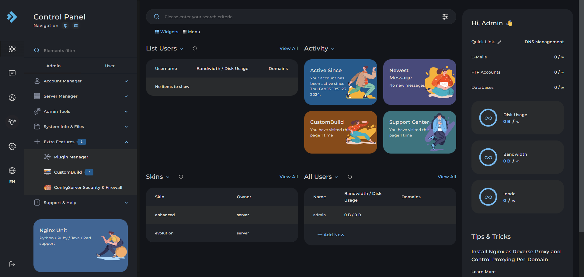 Accessing the DirectAdmin Web Interface