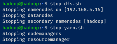 Stopping HDFS and YARN services