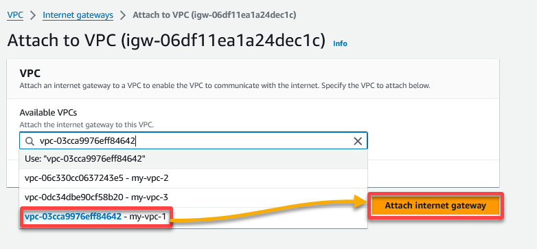 Associating an Internet Gateway with a specific VPC