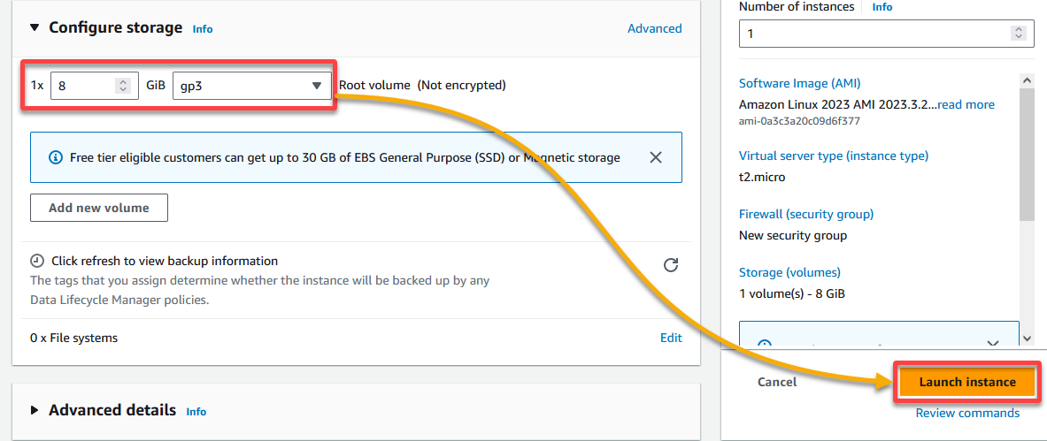 Launching the new EC2 instance