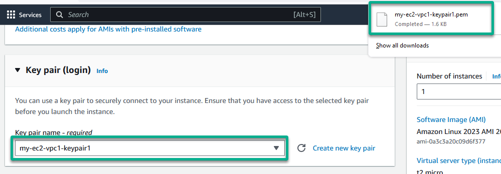 Downloading the newly created key pair automatically